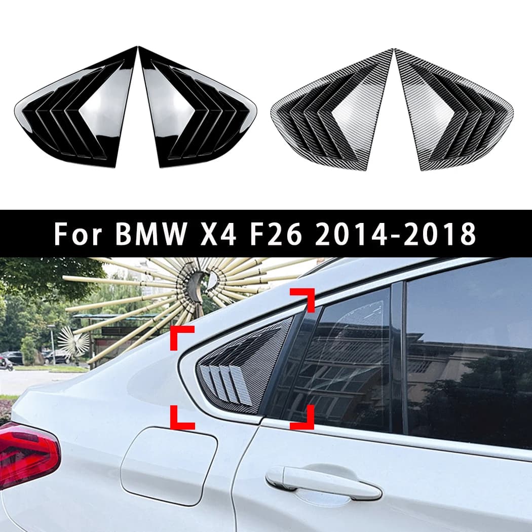 For BMW X4 F26 2014-2018 Quarter Window Louver Cover Gloss Black Car Rear Triangle Window Cover Exterior Styling Accessories