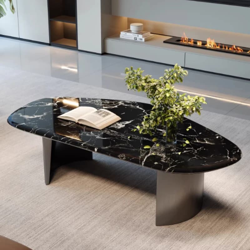 Black Modern Coffee Tables Aesthetic Clear Slim Unique Coffee Tables Premium Big Marbles Minimalist Legs Living Room Furniture