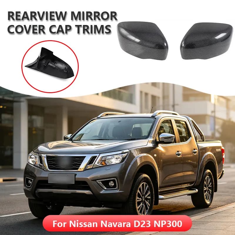 For Nissan Navara D23 NP300 2017-2019 Car Sticker Rearview Side Mirror Cover Wing Cap Exterior Door Rear View Case Trim Carbon
