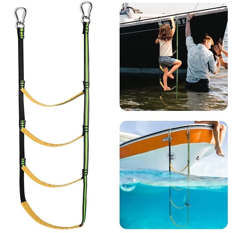 Hanging Foldable Soft Boarding Ladder Side‑Mount Access Step for Inflatable Rubber Boat Yacht Water‑Going Vessel