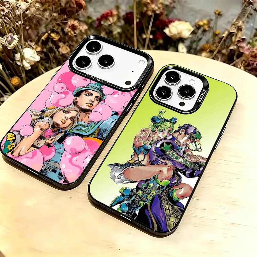 Anime J-JoJos Bizarre Adventure Phone Case For iPhone 18,17,16,15,14,13,12,11 Plus,Pro Max,XS,Colorful Silver Black Cover