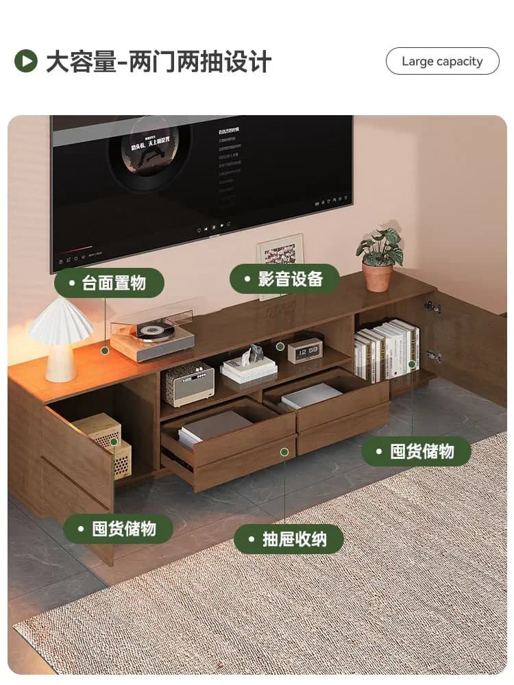 DSA medieval style solid wood TV cabinet household floor small apartment floor cabinet rubber wood new medieval