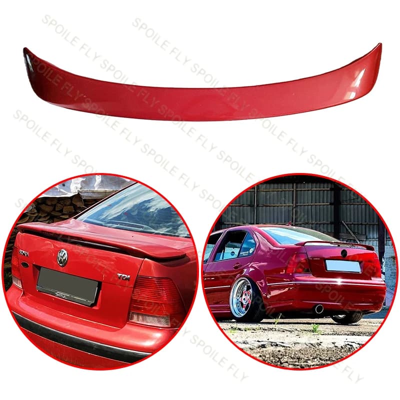 For Volkswagen Bora 1J / Jetta MK4 2001-2005 High Quality ABS GLI Style Car Rear Wing With LED Light Spoiler Glossy Black Red