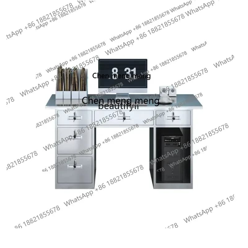 304 Stainless Steel Office Computer Desk Stainless Steel Table with Drawer Dust-Free Purification Workshop Console