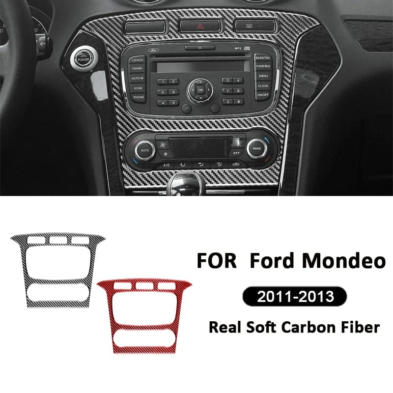 For Ford Mondeo 2011-2013 Carbon Fiber Auto Central Console Radio Air Conditioning Control Panel Frame Decoration Sticker