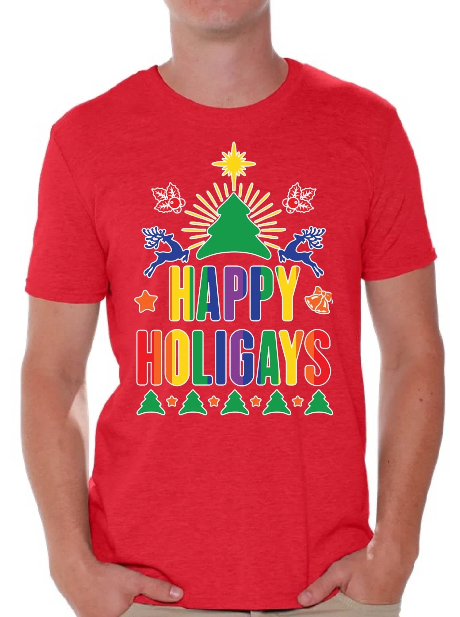 Happy Holigays. Unique Graphic Ugly Christmas T-Shirt. Summer Cotton Short Sleeve O-Neck Men's T Shirt New S-3XL