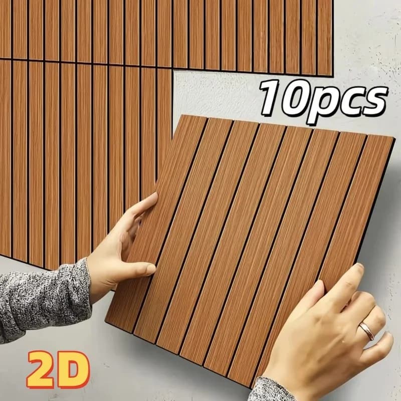 10pcs 30x30cm Wood Wall Boards Panels Grain Wallpaper Home Decoration Stripe Texture Stickers Renovation Cover for Home Decor