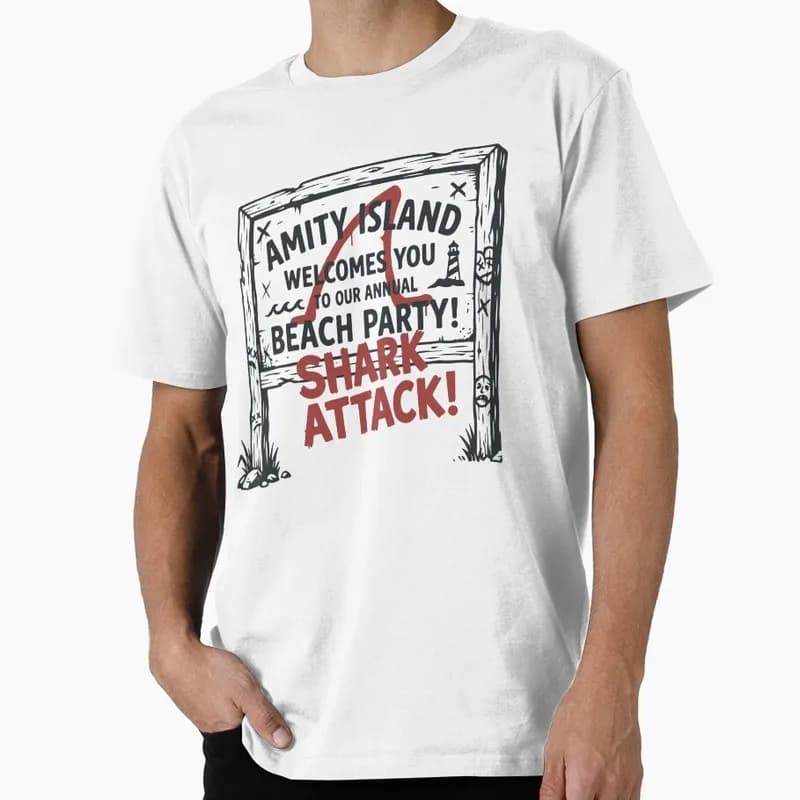 Jaws Horror Movie Halloween Gift T Shirt 0907 Vintage Amity Island Great White Shark Graphic Tops Short Sleeve Unisex Streetwear