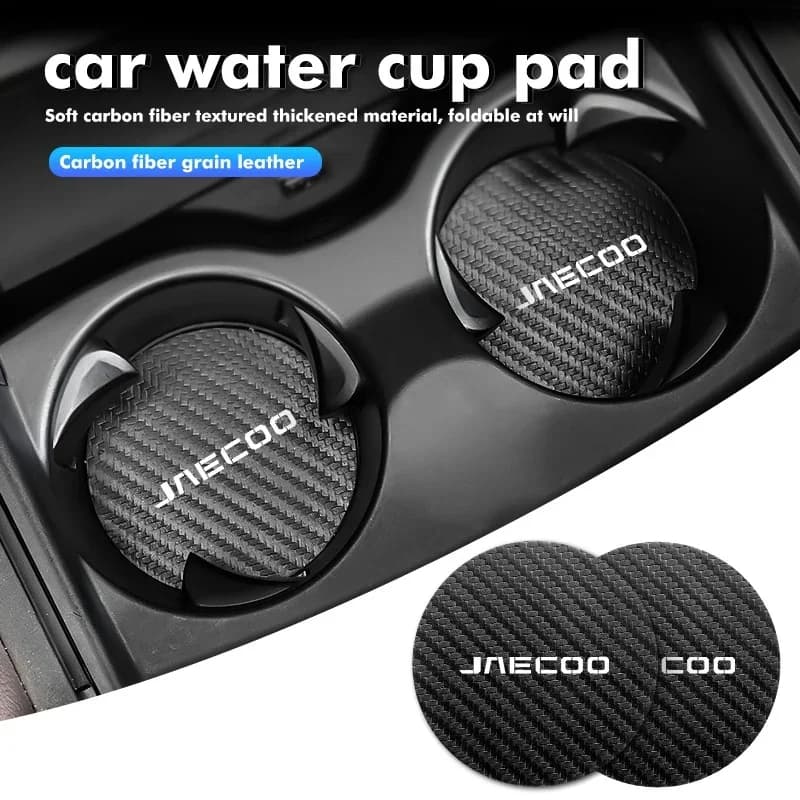 Car Cup Coaster Anti-slip Pad Drink Coaster Carbon Fiber Leather For Jaecoo J5 J7 J6 J8 5 7