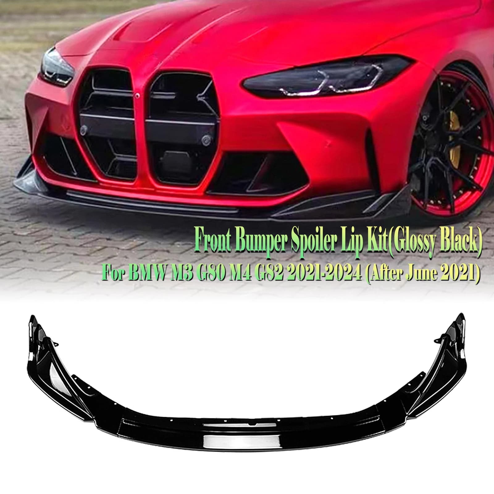 Front Bumper Spoiler Lip For BMW G80 M3 G82 G83 M4 2021 2022-2027 Carbon Fiber Look/Gloss Black Lower Splitter Lip Protector Kit