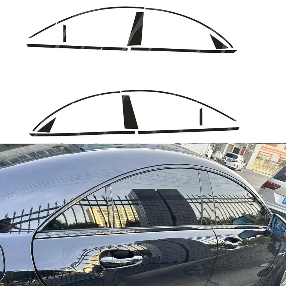 For Mercedes Benz CLS W218 2011-2017 Window Chrome Delete Blackout ABC Pillars Glossy Black Stickers