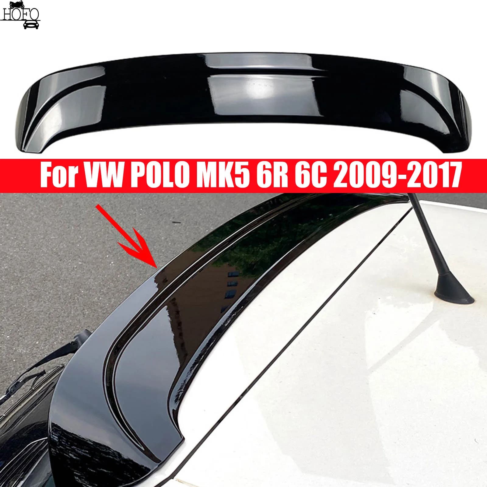 Rear Roof Spoiler Wing Trunk Lip Spoiler Cap For VW POLO MK5 6R 6C 2009-2017