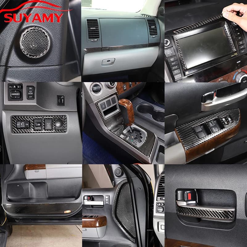 For Toyota Tundra 2007-2013 Soft Carbon Fiber Interior Trim Center Console CD Panel Gear Shift Cover Trim Sticker Accessories