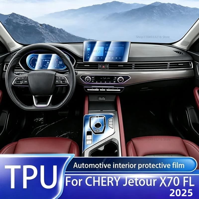 Transparent TPU Protective Film Anti-scratch For CHERY Jetour X70 FL 2025 Car Interior Center Console Dashboard Navigation PPF