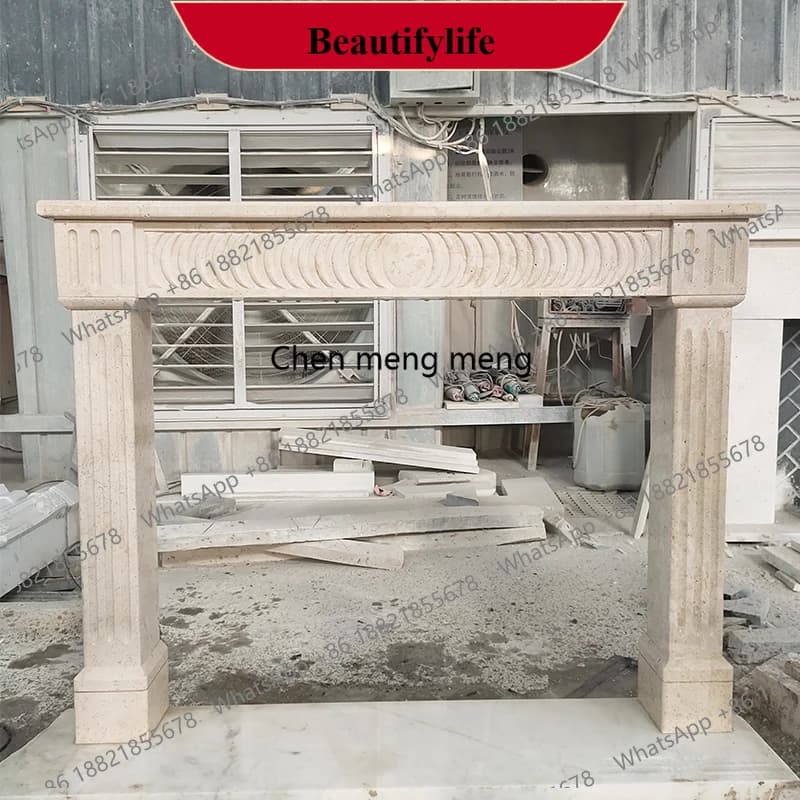 z183 Marble mantel natural travertine fireplace French American simple retro quiet wind