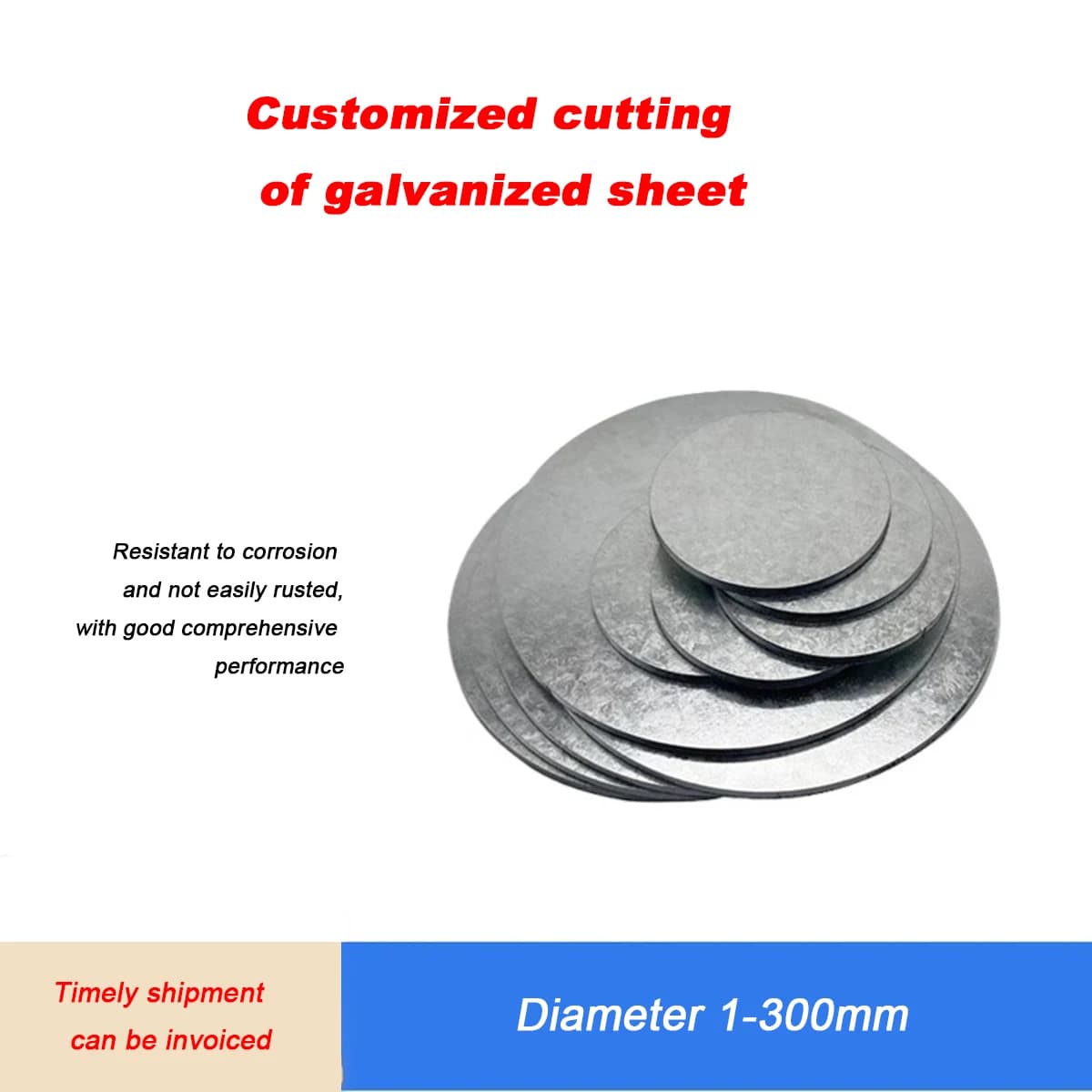 Galvanized Iron Circular Disc Q235/A3 Metal Iron Circular Plate Thickness 0.5mm To 5mm, Diameter 50/100/150/200/250/300mm