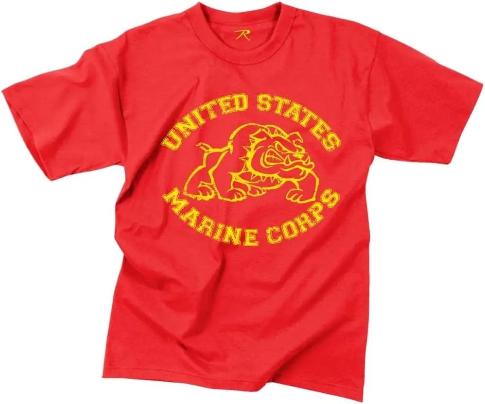 Vintage US Marine Corps Bulldog T-Shirt 100% Cotton O-Neck Short Sleeve Summer Casual Mens T-shirt Streetwear