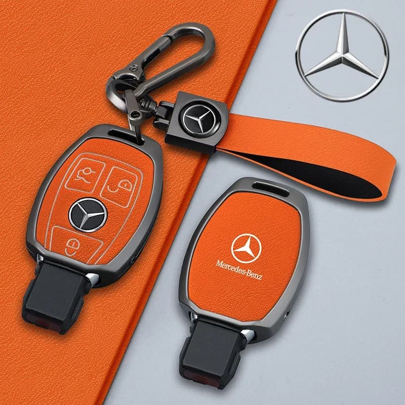 New Zinc Alloy Leather Car Remote Key Case for Mercedes Benz W203 W204 W212 C180 GLK300 CLS CLK CLA SLK C S E Class Accessories