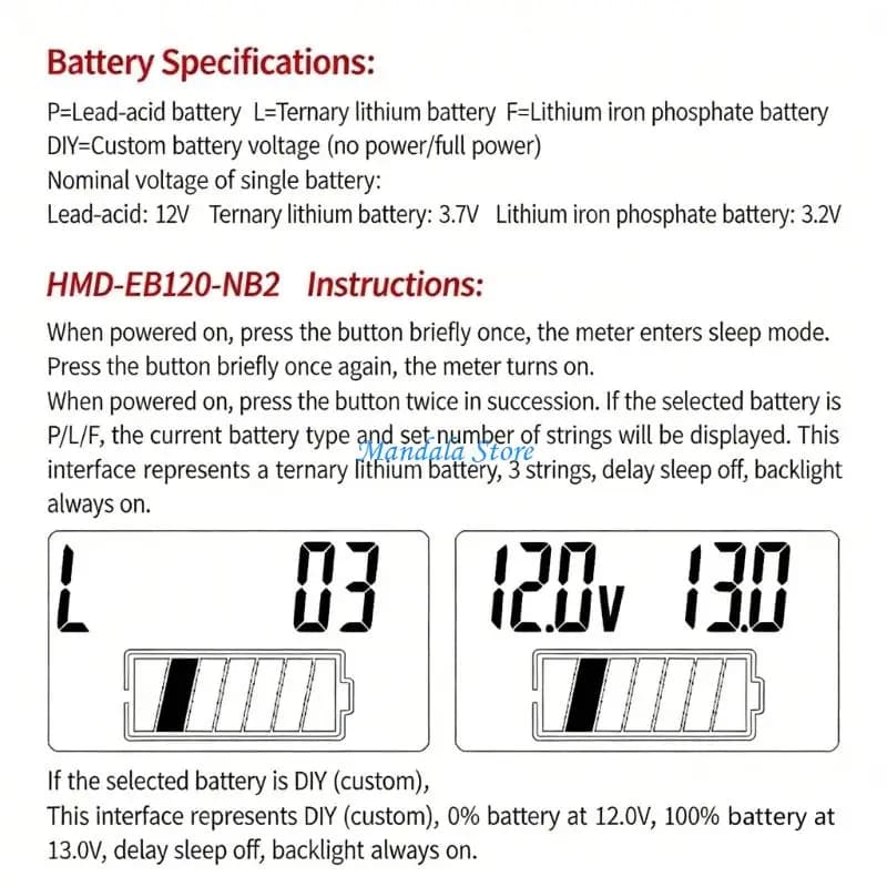 U2JC DC5-100V Battery Meter Battery Capacity Voltages Battery Gauges Lithiums Leads-acid Battery