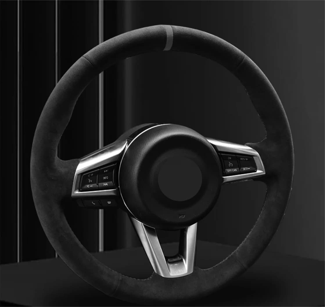 Alcantara Steering Wheel Cover Genuine Leather Gray Thread Non-Slip Car Accessoires for Mazda MX-5 2016-2022 ABARTH 124 SPIDER
