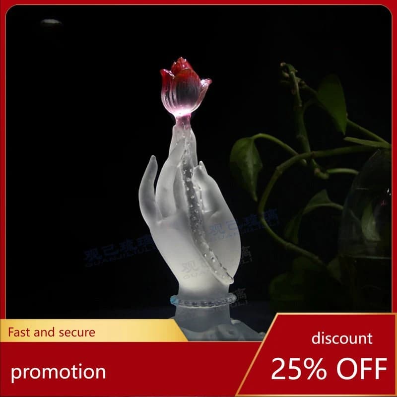 Cz glazed buddha's hand lotus ornament - living room  shrine, altar, home worship supplies, desktop decoration, handicraft