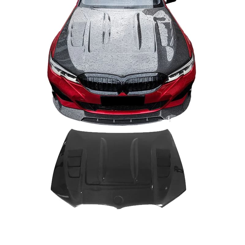 DW Style New Carbon Fiber Front Engine Bonnet Hood for 3 Series G20 G21 M340i 330I 2019+ Black Screw-On