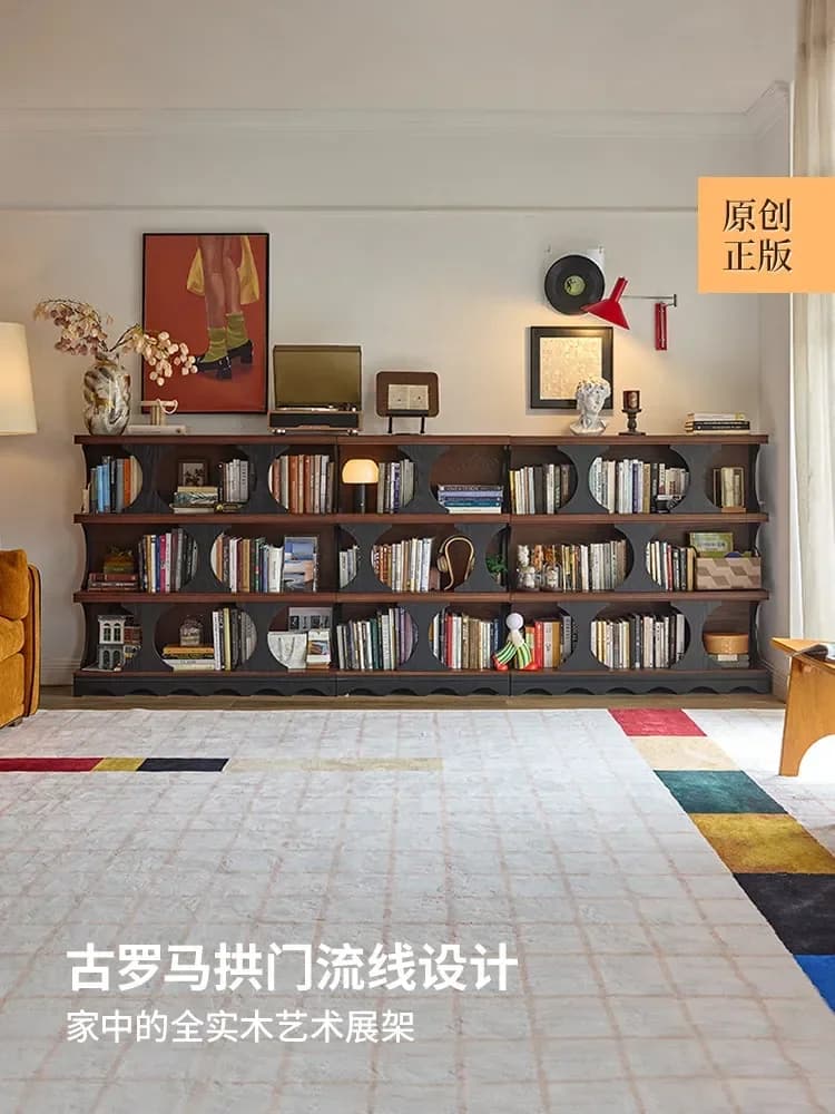 Original French Retro Half Wall Low Bookshelf Module Combination Cabinet Living Room Side Cabinet