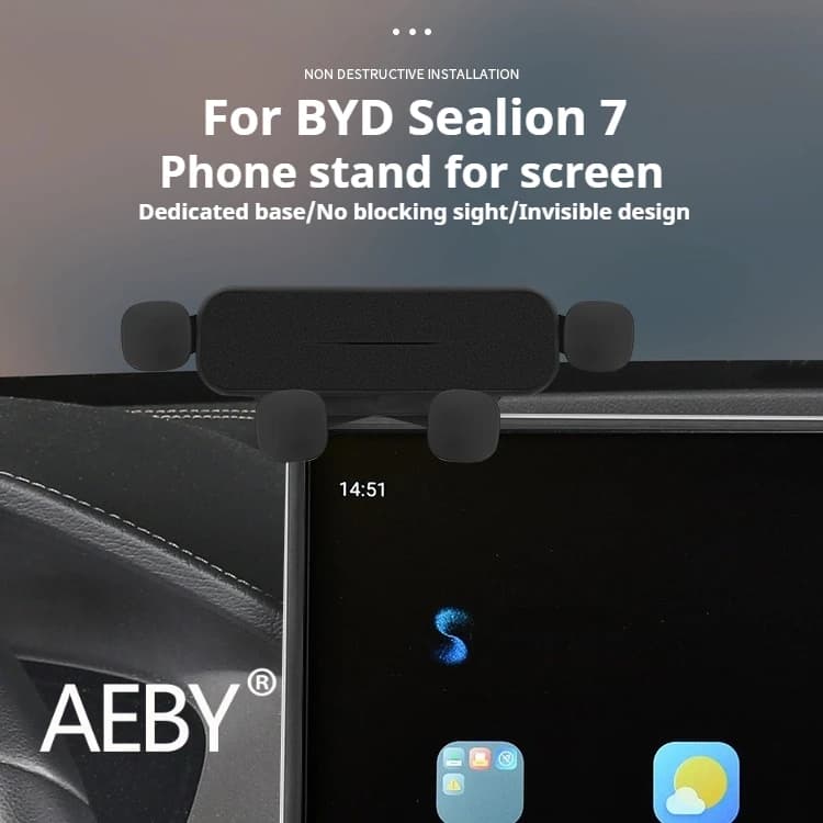 AEBY For BYD Sealion 7 2024 Car Phone Holder, Dashboard Screen Adhesive Mount 360° Rotation Hands-Free with All Mobile Phone