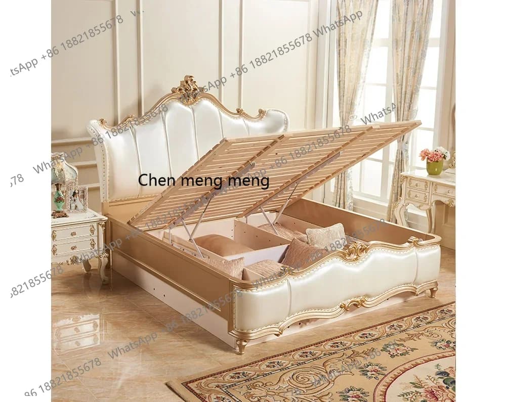 Sales Classical European Style Simple Beds Designs Sleigh Rococo Luxury King Size Bed With Carving Home Furniture