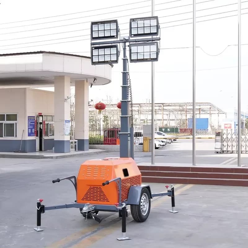 YWM Certificate Outdoor Construction Night Lighting LED Metal Halide Portable Mobile Light Tower with High Mast