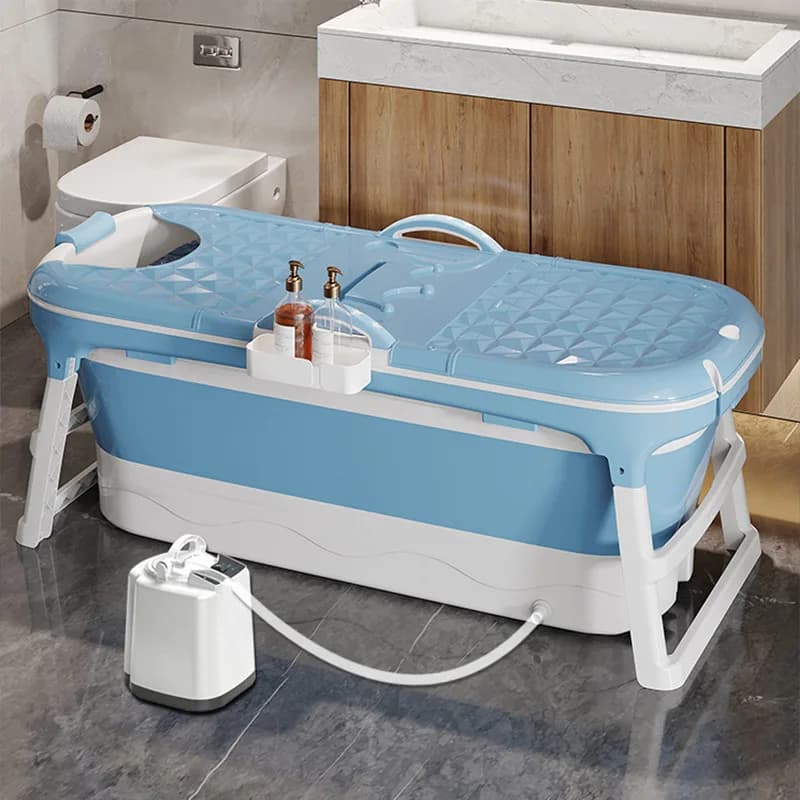 New large-capacity plastic bathtub 1.48 meters with lid Portable plastic foldable adult bathtub with massage rollers