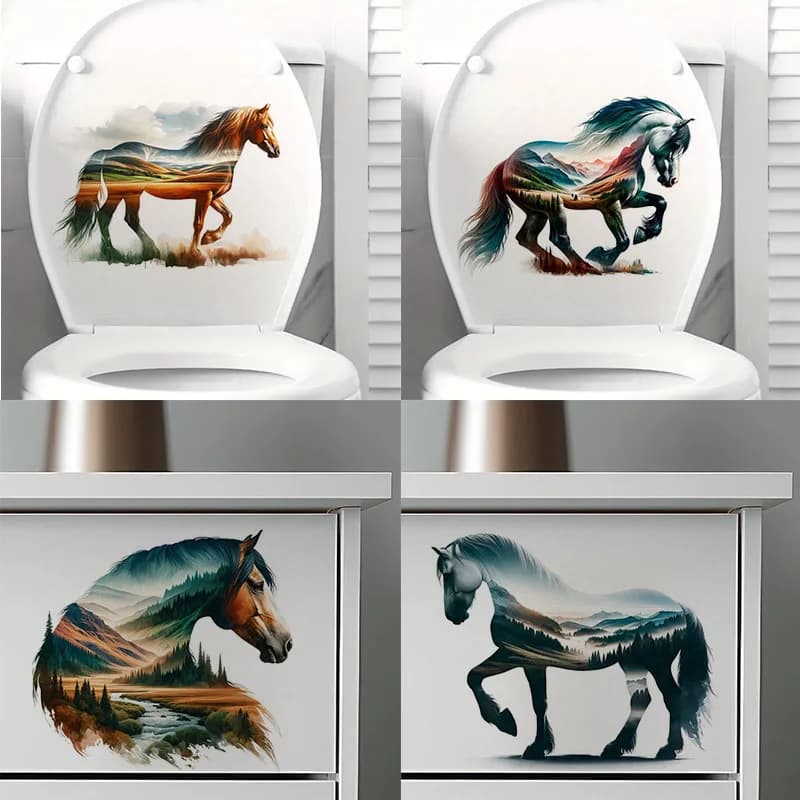 Majestic Horse Self-Adhesive Wall Decal - Removable, Reusable PVC Sticker for Kitchen & Living Room Decor