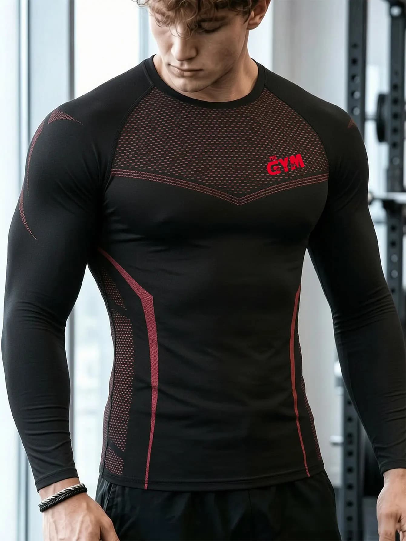 Men's Long Sleeve Compression T-Shirt Gym Fitness Running Jogging Athletic Tops