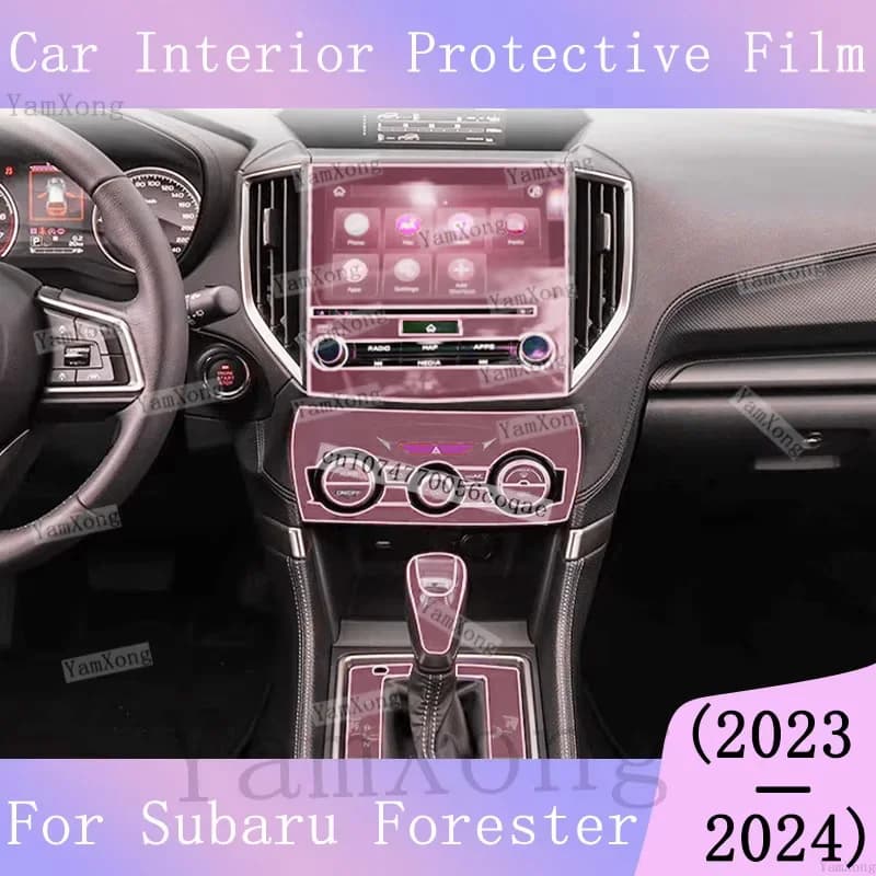 Car interior Kit Film Center Panel Protection Transparent Sticker For Subaru Forester 2024 2023 Dashboard Navigation screen Film