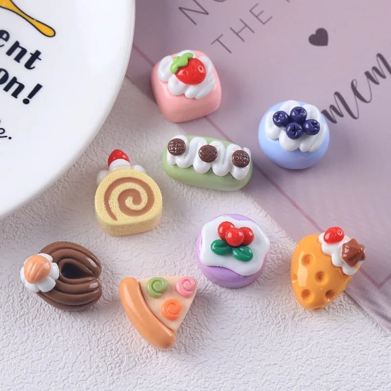 10 Pcs Imitation Cream Cheese Cake Blueberry Dessert Strawberry Cake Chocolate Pizza