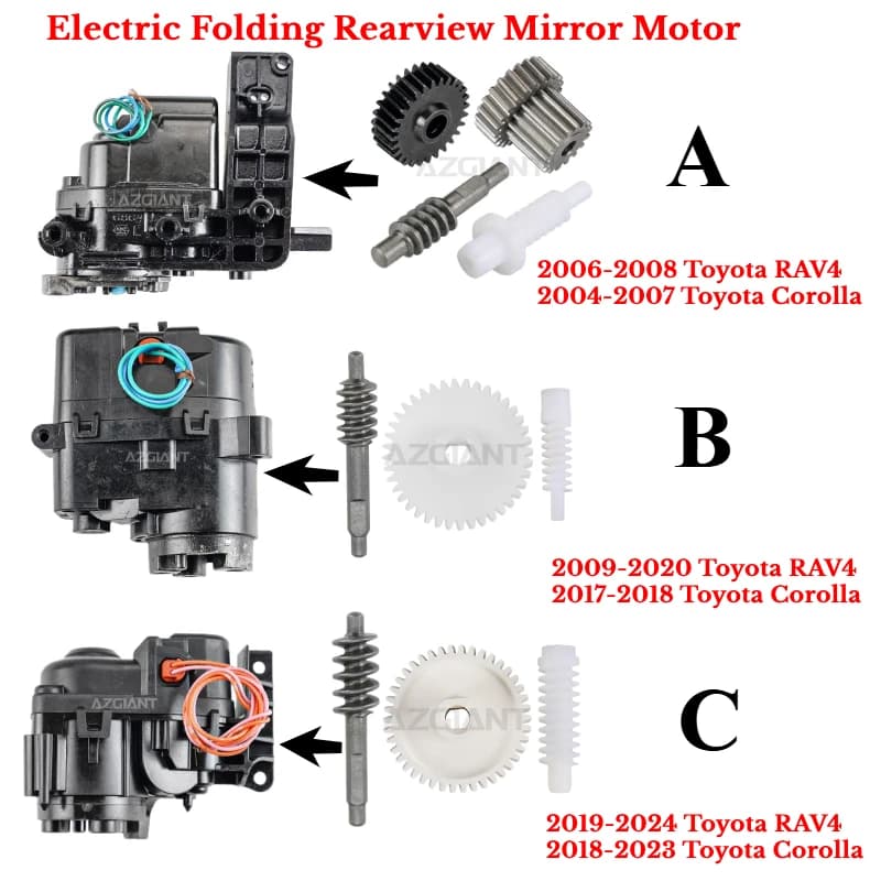 Compatible with Toyota RAV4 Corolla Power Overfold Rear View Side Wing Mirror Actuator Assy&gear Set Repair Kit Car Accessories