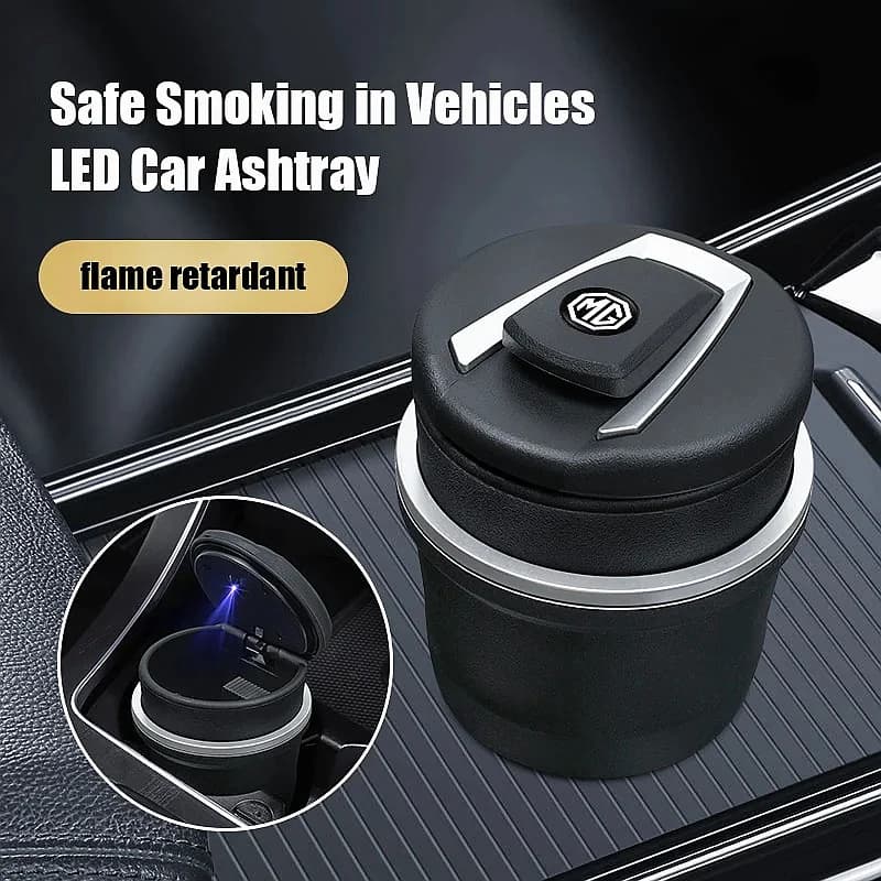 LED Night Light Cigarette Ash Cup Detachable Portable For MG HS ZS MG4 MG5 GT, Flame Retardant Car Ashtray Auto Interior Parts