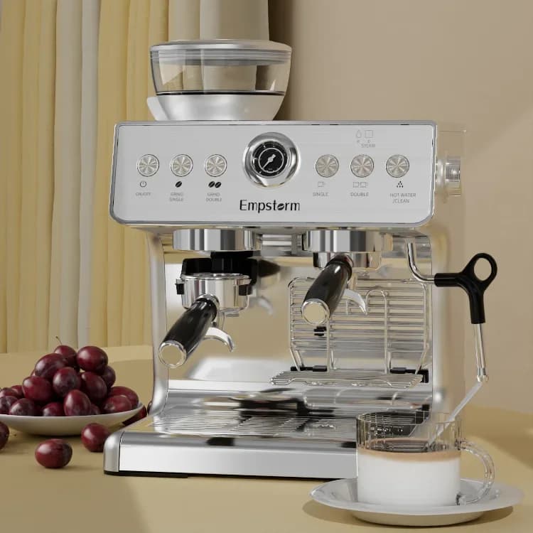 For Commercial Espresso Coffee Machine Semi-Automatic Electric Coffee Maker with Grinder and Milk Frother for Hotels