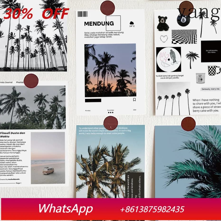 CX 10 pieces of literary niche, new travel cards in the sun, postcards, home interior wall self-adhesive decoration