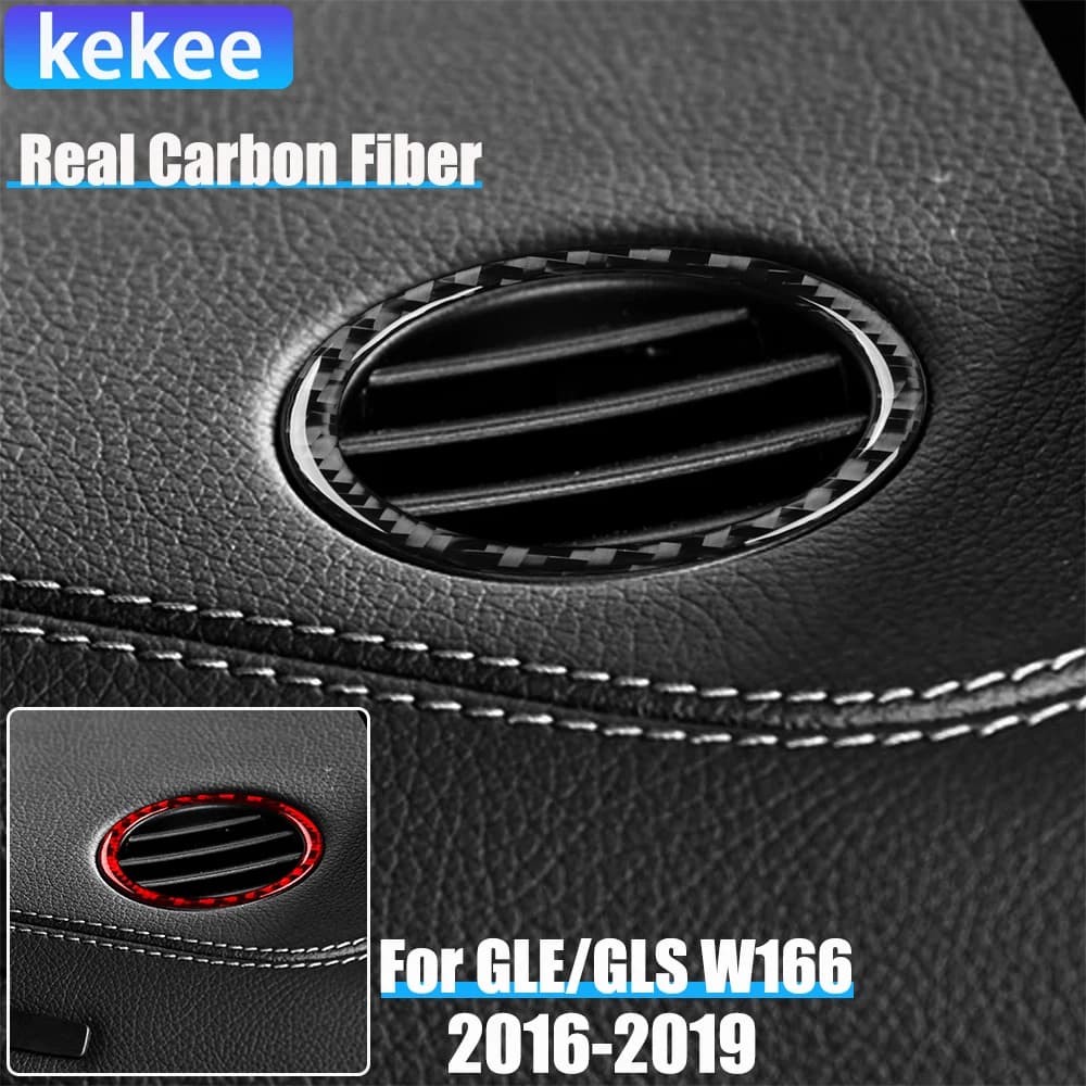 Real Carbon Fiber Car Accessories Dashboard Air Vent Trim Cover Soft Sticker For Mercedes-Benz W166 GLE/GLS 2016 2017 2018 2019