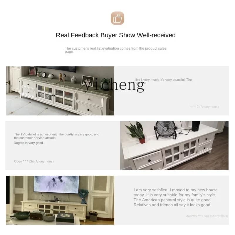T6- American solid wood TV cabinet coffee table combination white small apartment TV cabinet