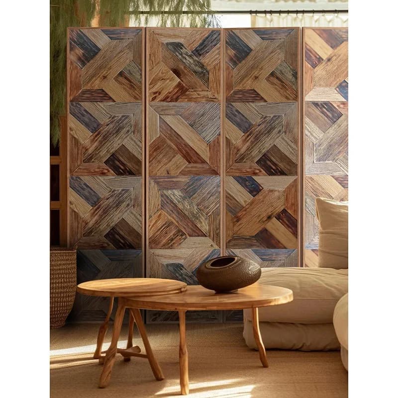 All solid wood parquet screen entrance partition, living room bedroom folding mobile screen