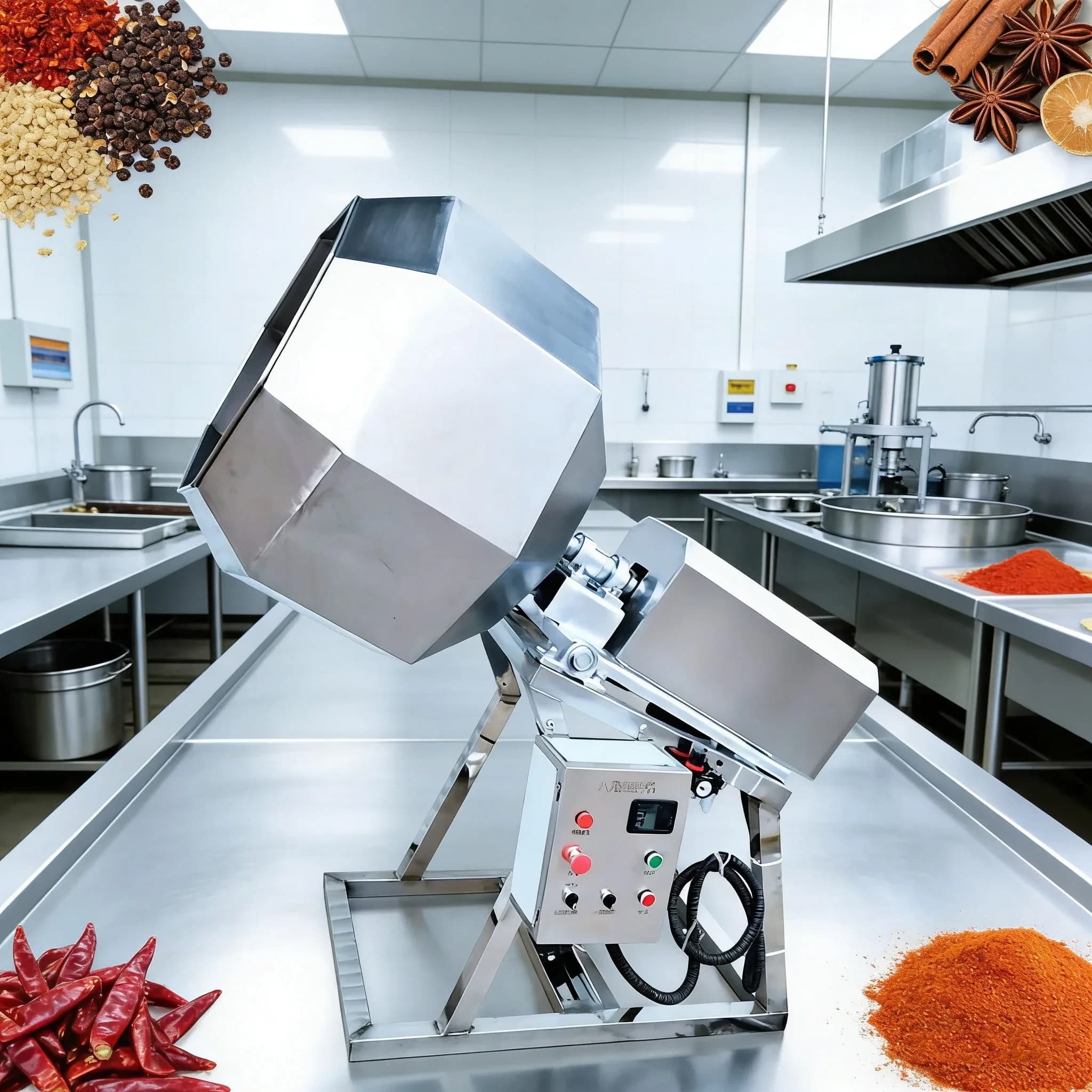 Octagonal Flavour Machine Nuts Drum Seasoning Mixer Machine Chips Fries Flavour Mixer Machine
