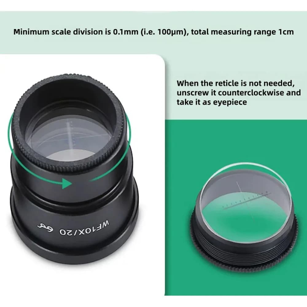 W10X/15X20X/25X/30X 30mm High Eye Point Wide Angle Eyepiece Telescope with Micrometer Reticle For Stereoscopic Microscope