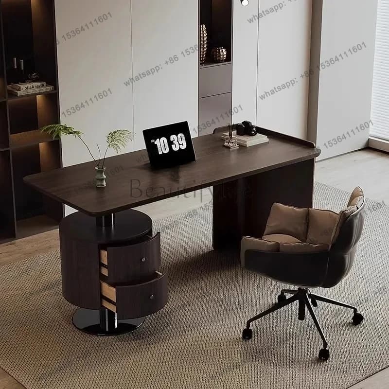 jj58 Minimalist solid wood desk home study computer writing desk light luxury modern walnut desk