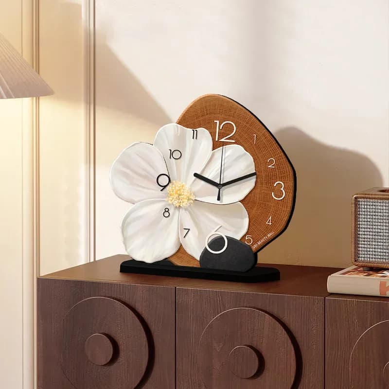 Desktop Ornament Clock - Tabletop Clock - Creative Art Flower ClockW30