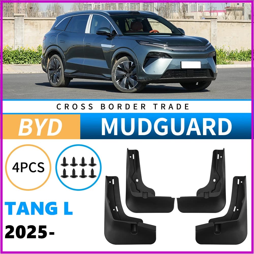 DPB Mudflaps Mudguards Fit for BYD Tang L 2025 Tire Fenders Blocking Sediment Front Rear Wheels ABS Black Car Accessories 4pcs