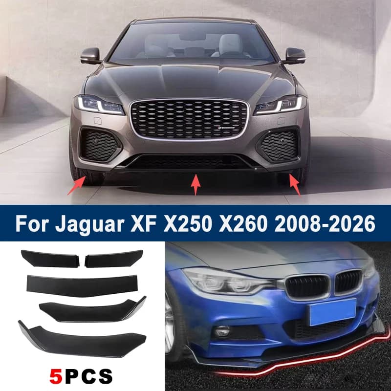 Adjustable 5Pcs Sectional Front Spoiler Lip For Jaguar XF X250 X260 2008-2026 Front Bumper Splitter Car Exterior Sport Body Kit