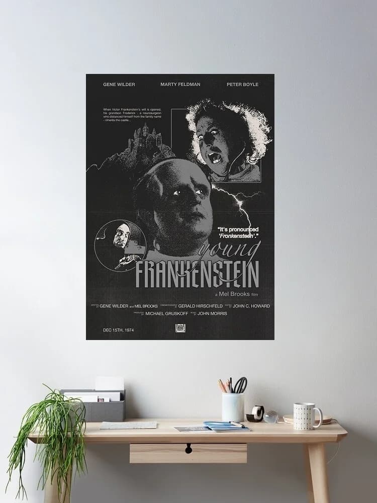 Young Frankenstein (1974) Movie, Print Art Canvas Poster, For Living Room Decor Home Wall Picture