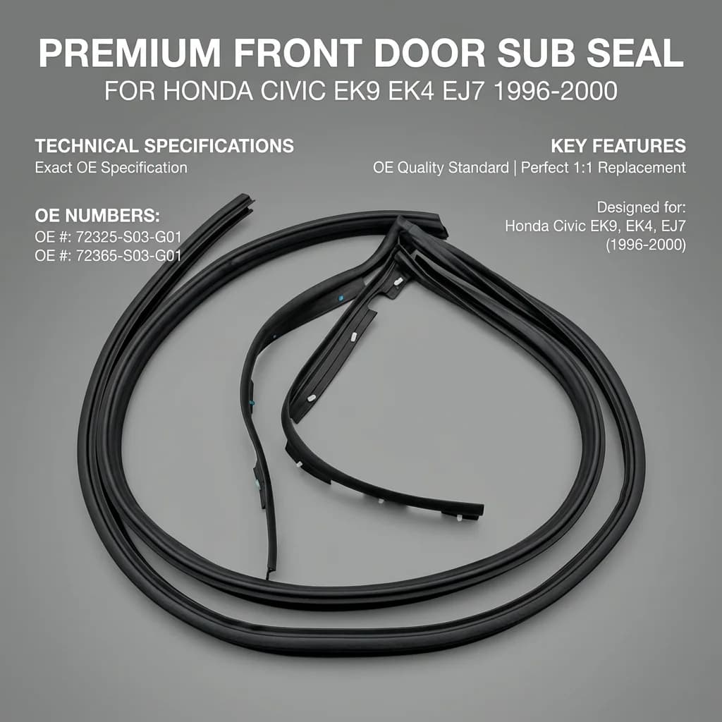 For Honda Civic EK9 EK4 EJ7 1996-2000 72325S03G01 Front Door Sub Seal High-Quality Rubber Door Sealing Strip Kit 72365S03G01